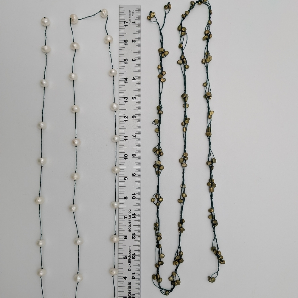Genuine Freshwater Olive Pearl Lariat Handknit Pearl Scarf - Picture 7 of 11